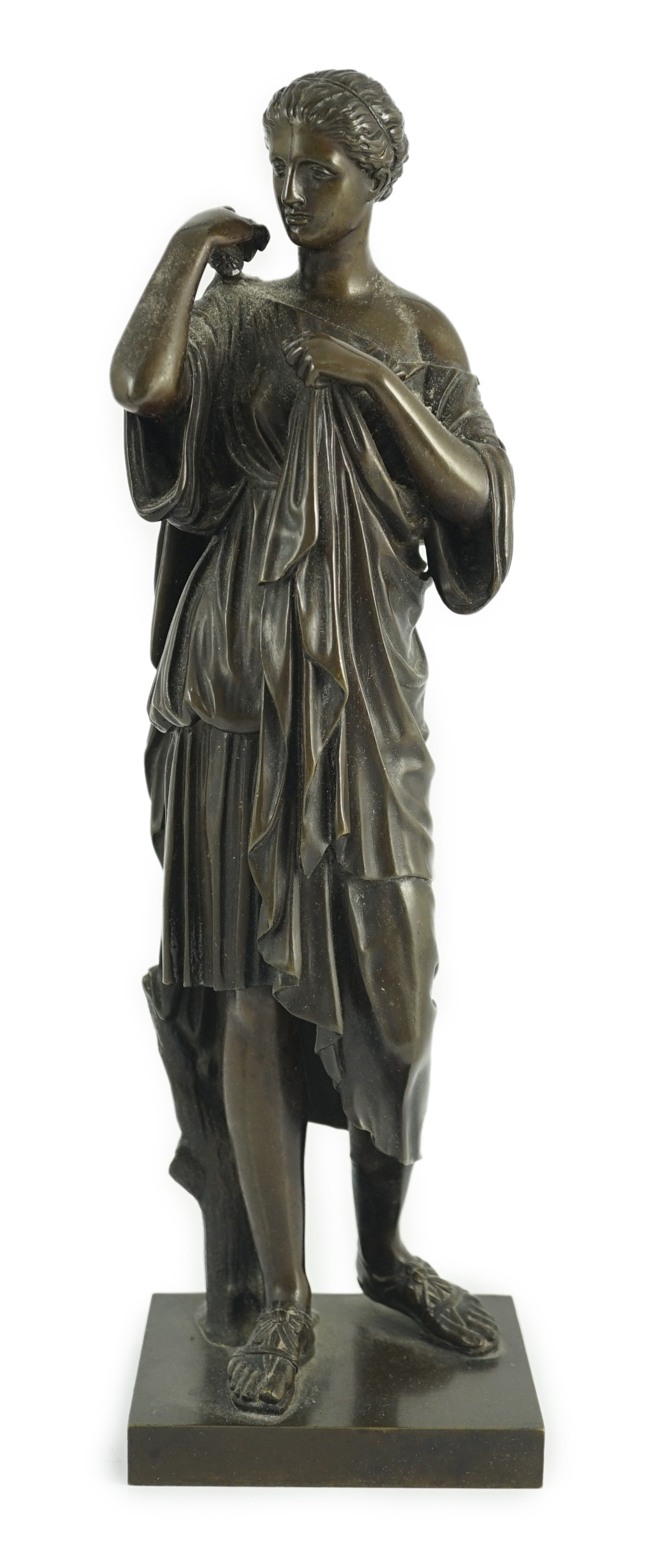 After the antique, a French Reduction Sauvage bronze figure of 'Diana de Gabies', 31cm high